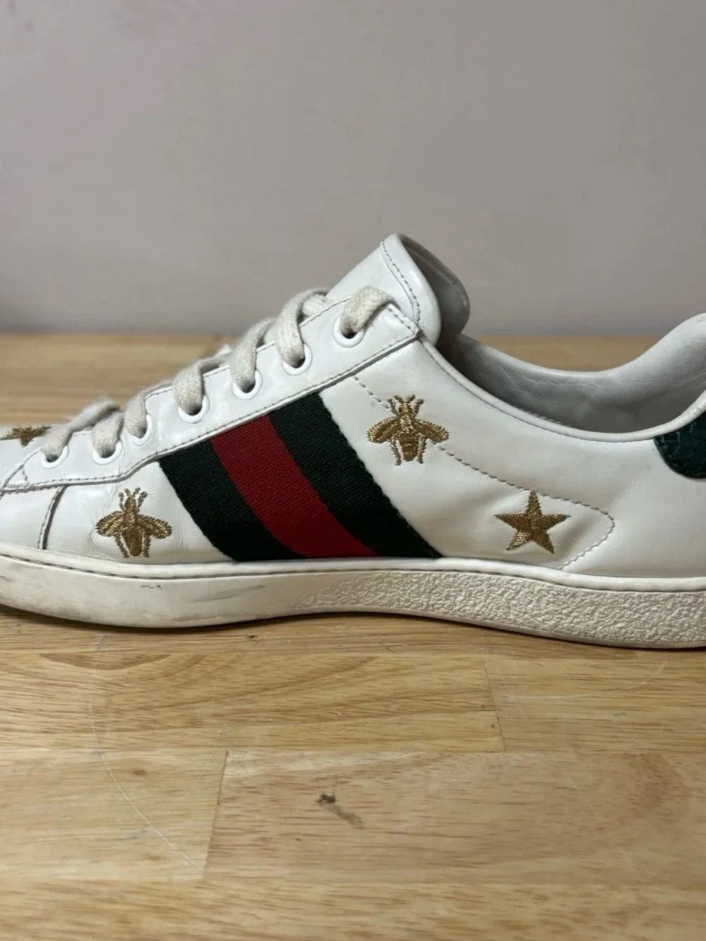 Gucci Men's Ace Bee Embroidered Sneakers, Size 7.5